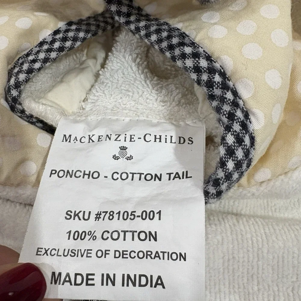 MacKenzie-Childs Kids Cotton Tail Hooded Poncho White Terry Bunny Bath Towel
